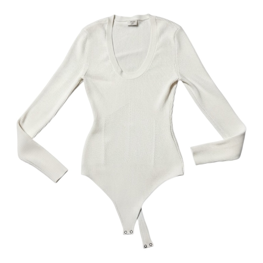 Abercrombie & Fitch Ivory Sculpting Bodysuit Size Medium Minimalist Chic Staple - Picture 3 of 15